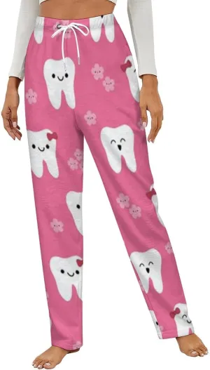 Dental Dentist Women's Flannel Pajama Pants Fleece Lounge Sleep Bottoms PJ