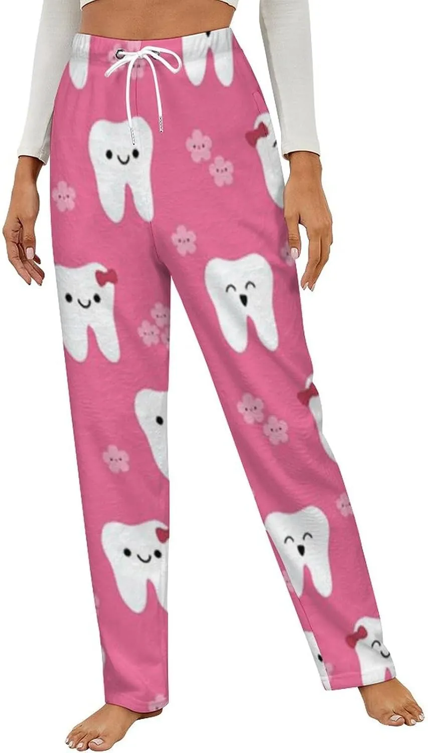 Dental Dentist Women's Flannel Pajama Pants Fleece Lounge Sleep Bottoms PJ