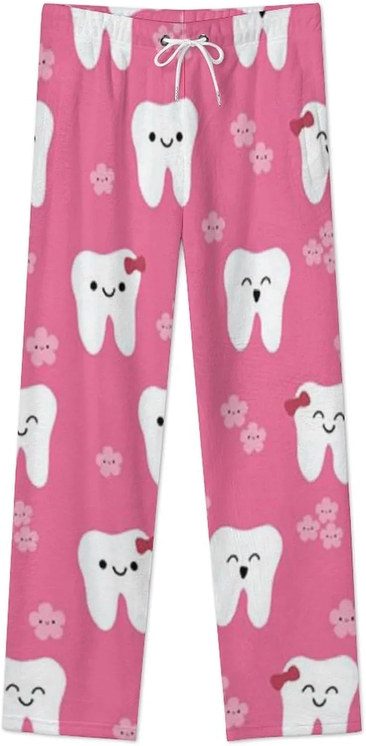 Dental Dentist Women's Flannel Pajama Pants Fleece Lounge Sleep Bottoms PJ