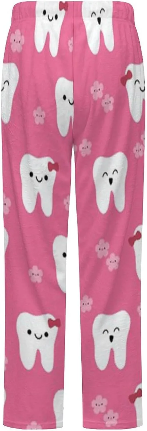 Dental Dentist Women's Flannel Pajama Pants Fleece Lounge Sleep Bottoms PJ