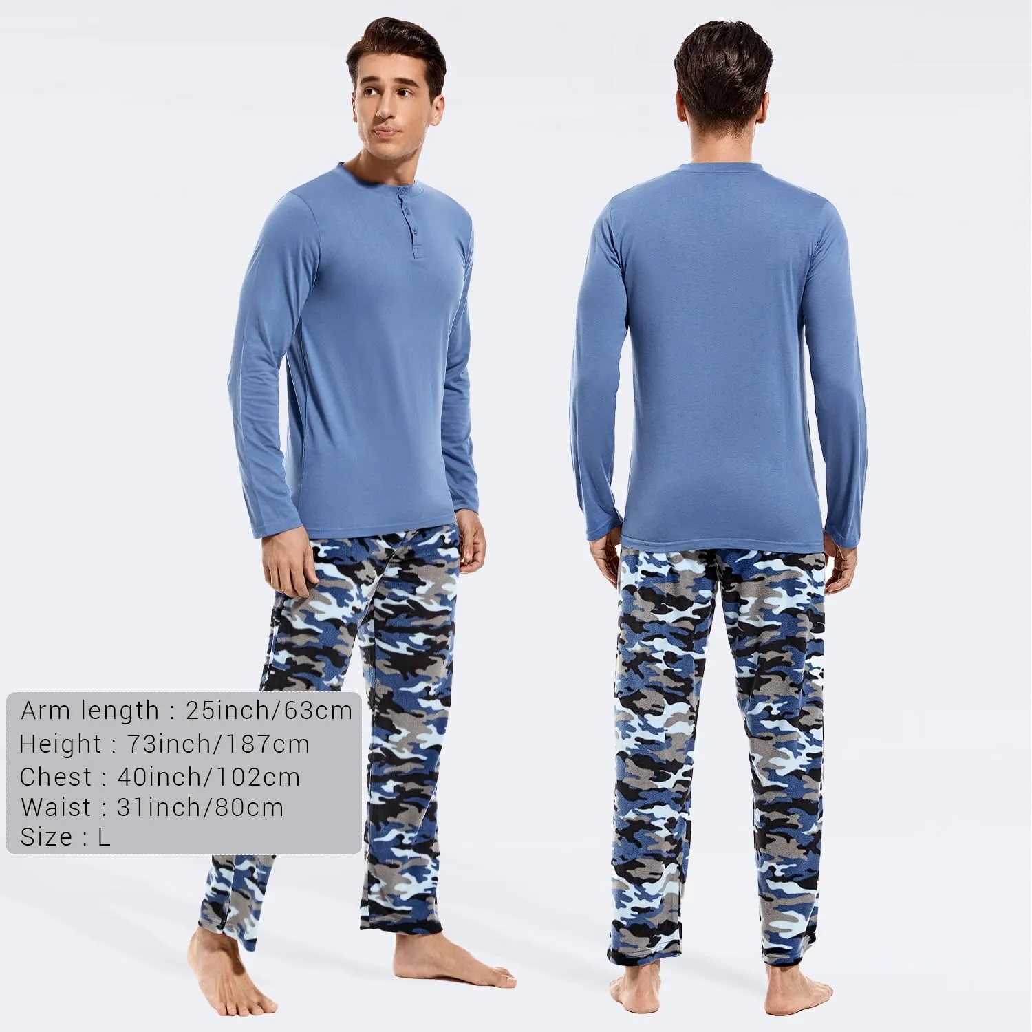 DG Hill Pajama Pants Men - Flannel Pajama Pants Fleece PJS Sets Cotton Top - Mens Pajama Set PJ Sleep Pant Loungewear Sets