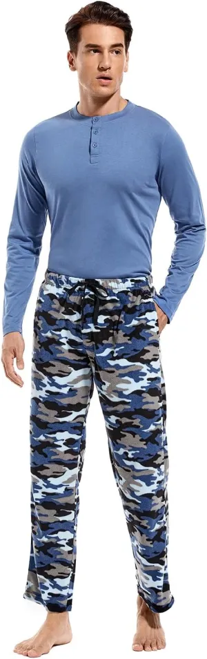 DG Hill Pajama Pants Men - Flannel Pajama Pants Fleece PJS Sets Cotton Top - Mens Pajama Set PJ Sleep Pant Loungewear Sets