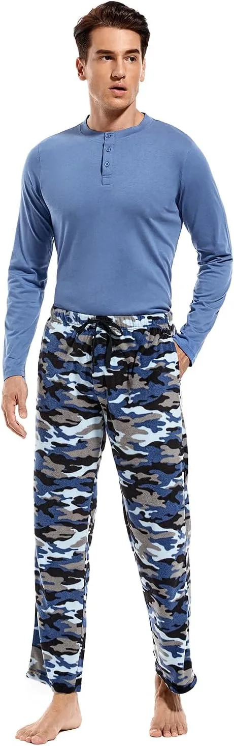DG Hill Pajama Pants Men - Flannel Pajama Pants Fleece PJS Sets Cotton Top - Mens Pajama Set PJ Sleep Pant Loungewear Sets