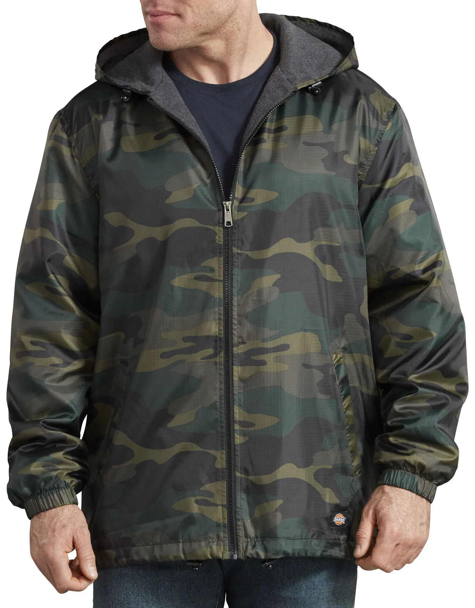 Dickies Men's 33238 Hooded Camo Fleece Lined Zip Up Jacket
