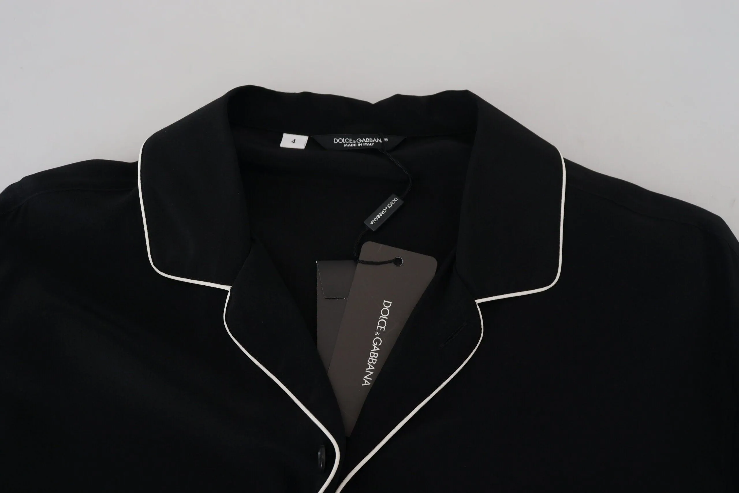 Dolce & Gabbana Black Silk Pajama Top Shirt
