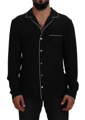 Dolce & Gabbana Black Silk Pajama Top Shirt