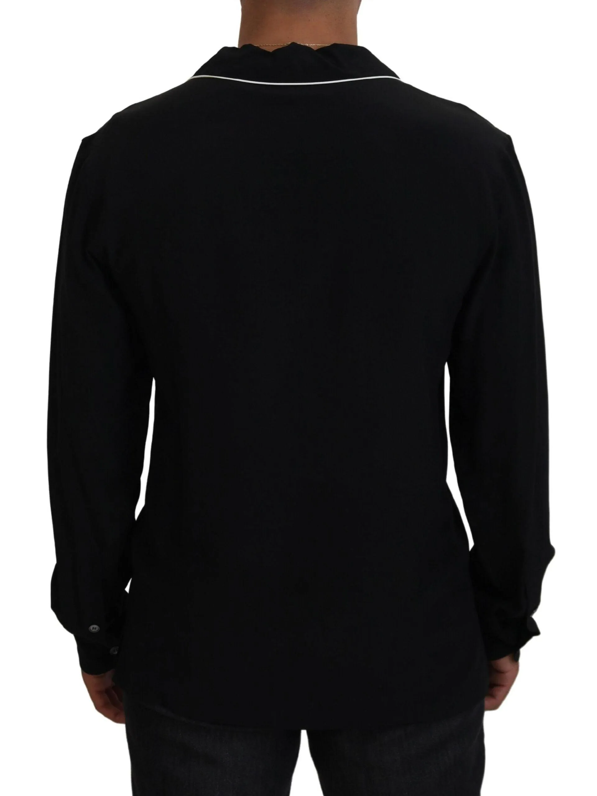 Dolce & Gabbana Black Silk Pajama Top Shirt