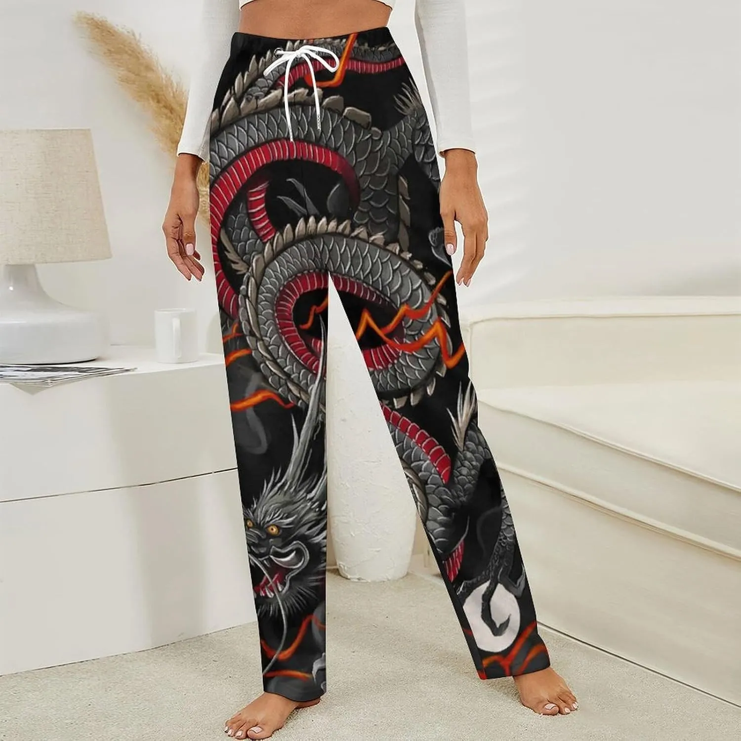 Dragon Women's Flannel Pajama Pants Fleece Lounge Sleep Bottoms PJ