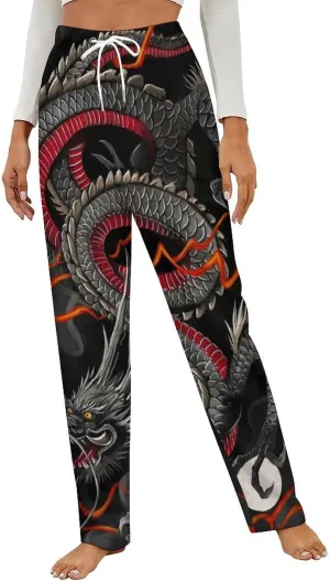 Dragon Women's Flannel Pajama Pants Fleece Lounge Sleep Bottoms PJ