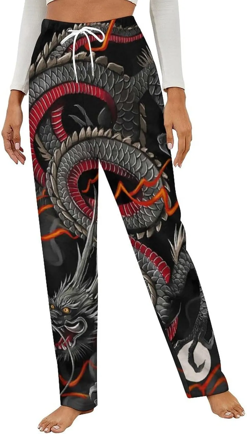 Dragon Women's Flannel Pajama Pants Fleece Lounge Sleep Bottoms PJ