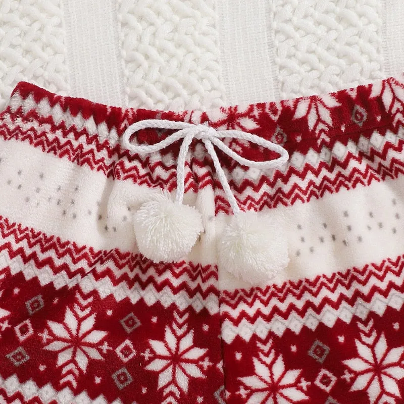 DressBetty - Christmas Flannel Pajamas Set Long Sleeve Crop Top Shorts 2Pcs Sleepwear