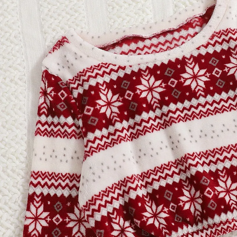 DressBetty - Christmas Flannel Pajamas Set Long Sleeve Crop Top Shorts 2Pcs Sleepwear