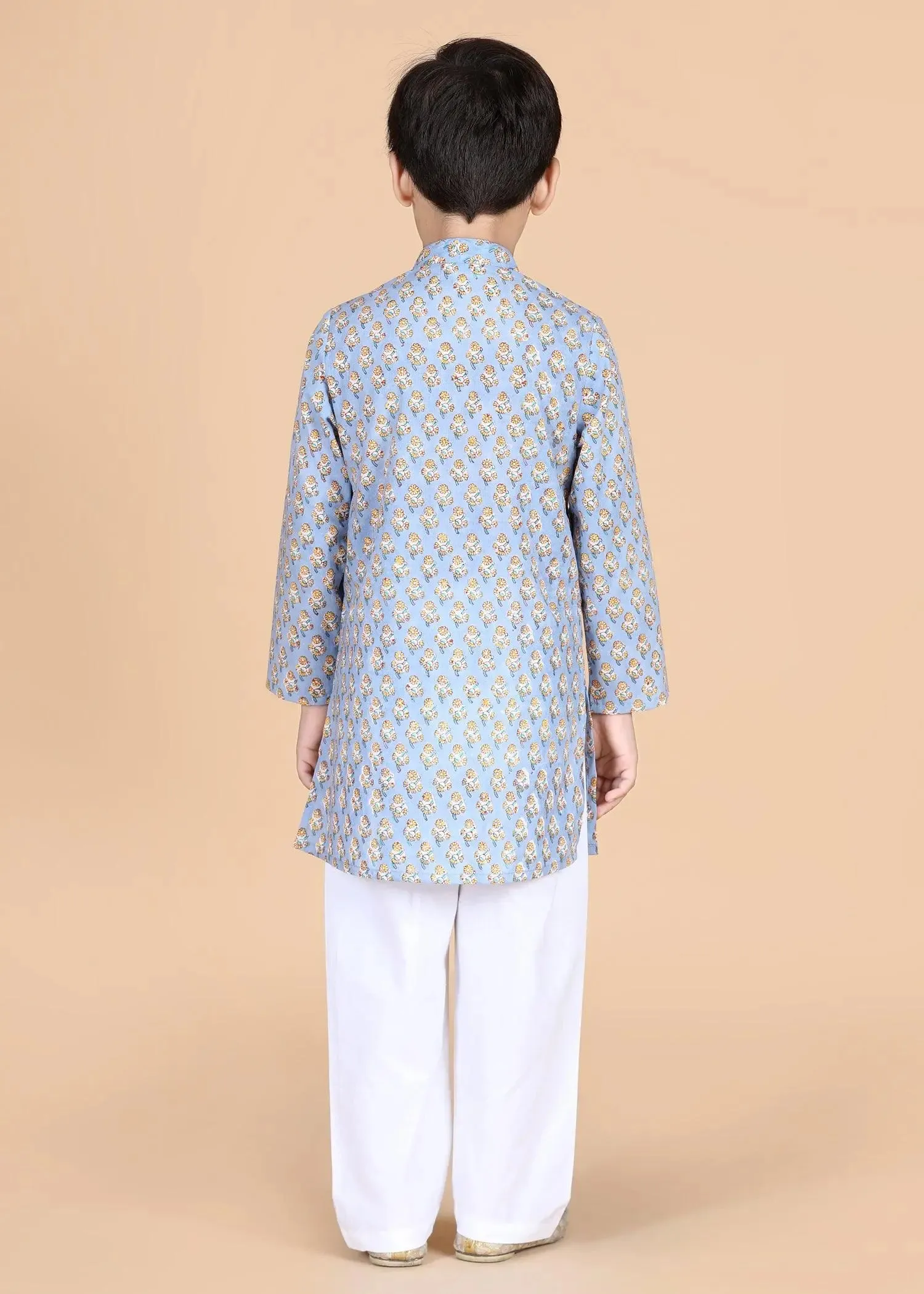 Dusty Blue Cotton Full Sleeve Kurta Boys (6 Months-12 Yrs)