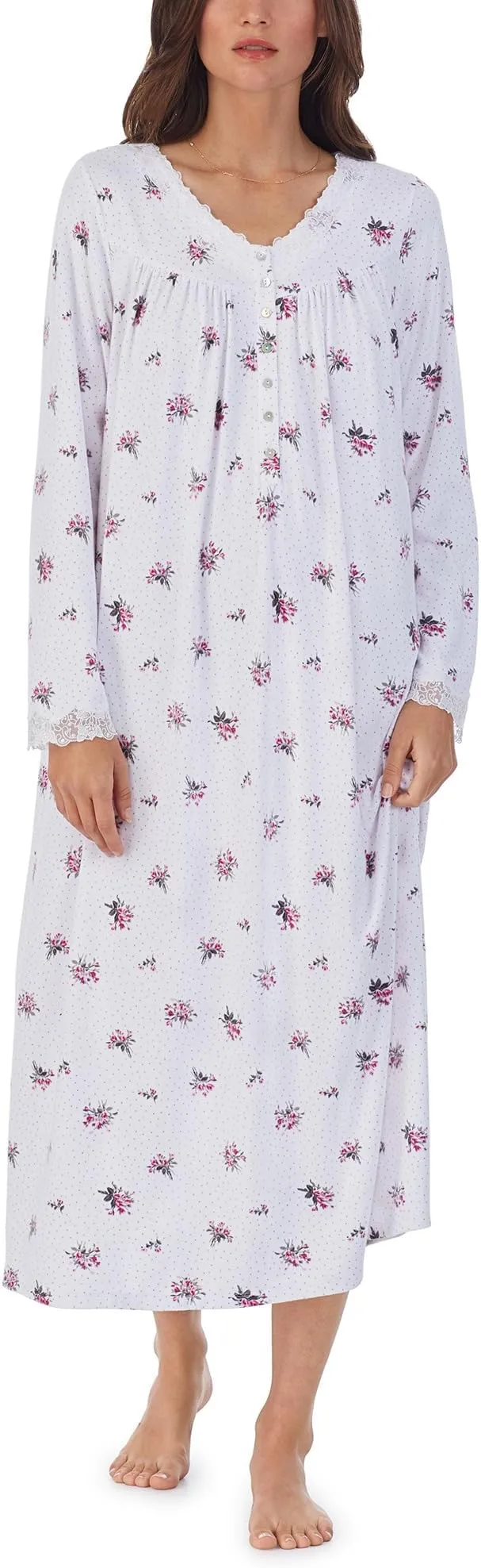 Eileen West Long Sleeve Knitted Ballet Dress with Sweater in Pink Ditsy