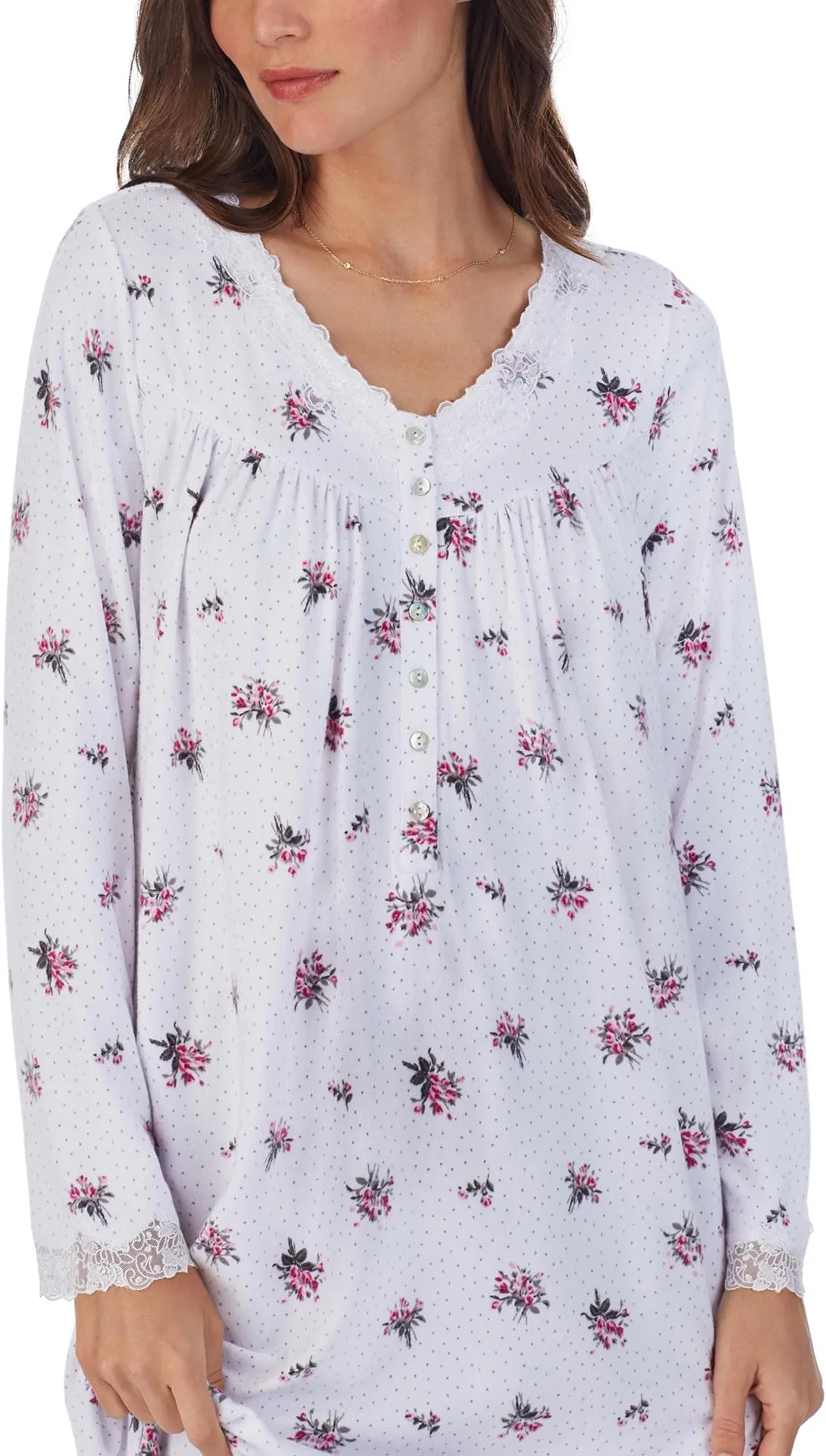 Eileen West Long Sleeve Knitted Ballet Dress with Sweater in Pink Ditsy