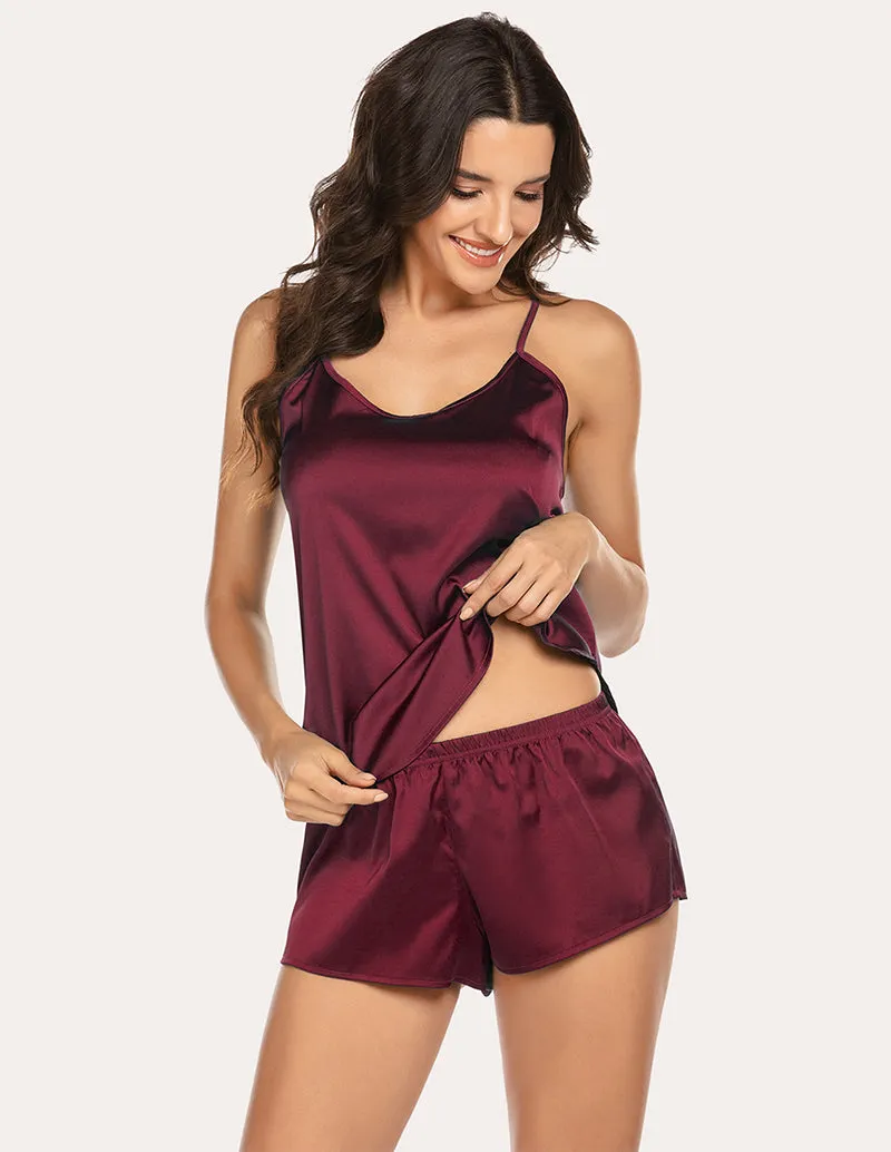 Ekouaer Silk Cami Shorts Set (US Only)
