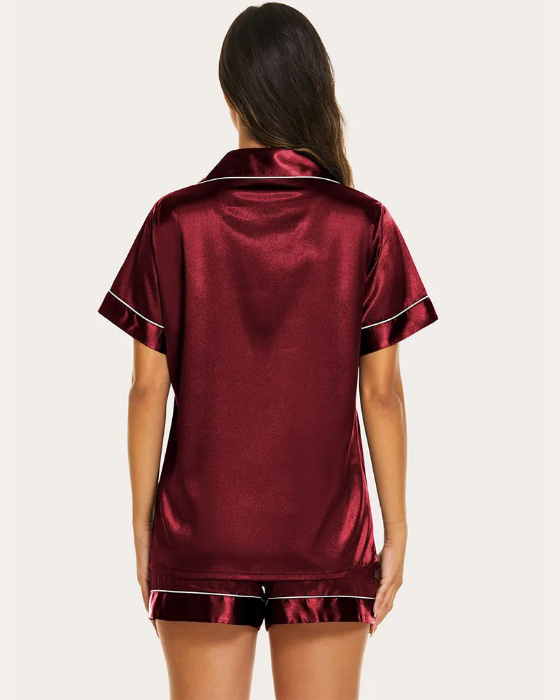 Ekouaer Silk Short Sleeve Pajamas 2 Piece Set (US Only)