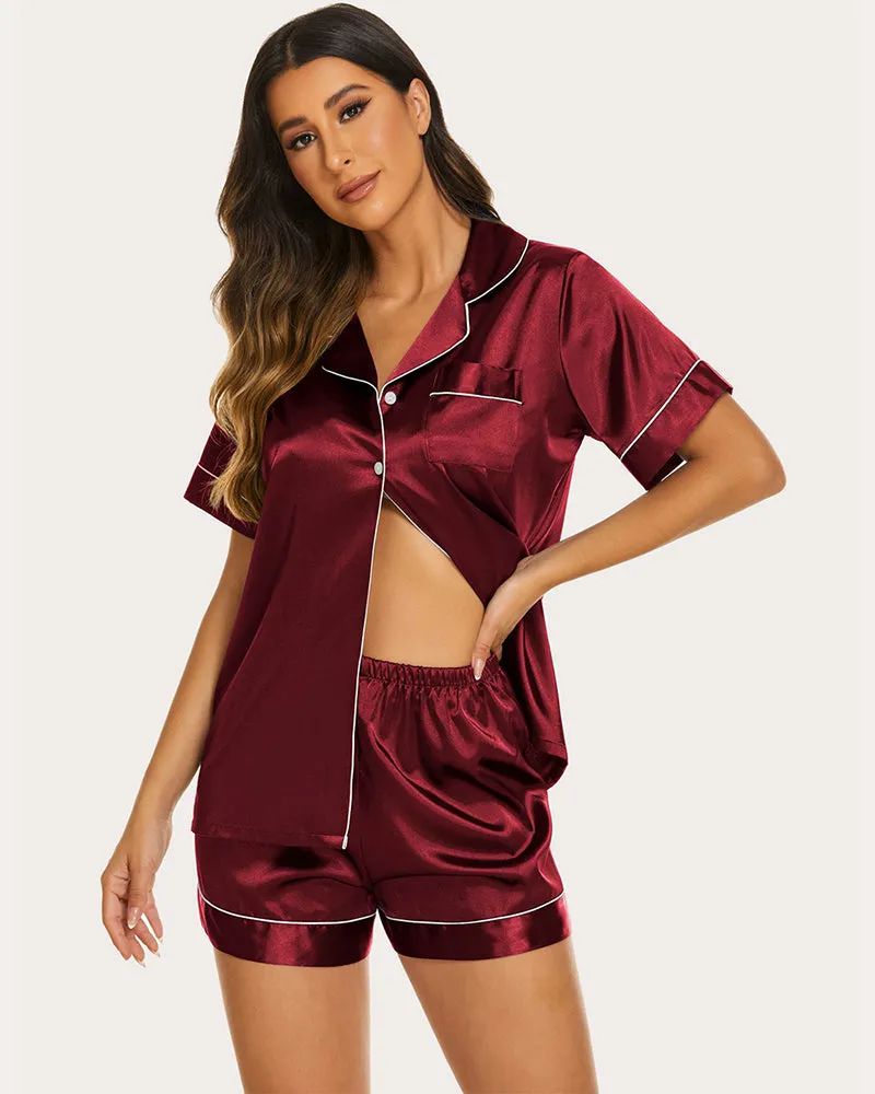 Ekouaer Silk Short Sleeve Pajamas 2 Piece Set (US Only)