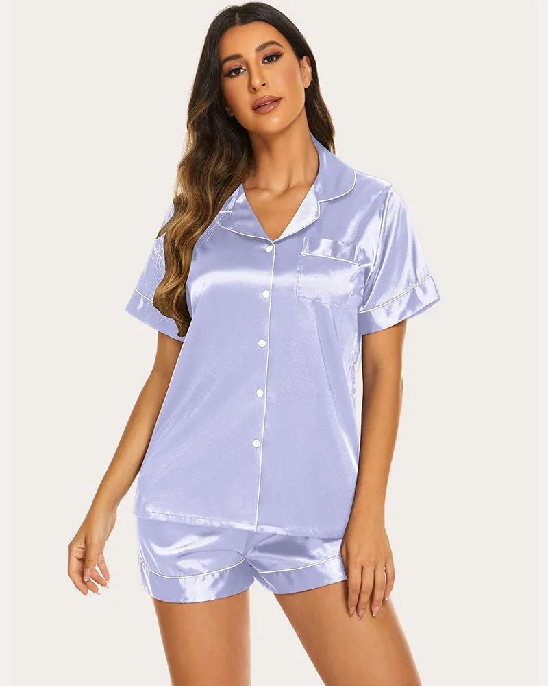 Ekouaer Silk Short Sleeve Pajamas 2 Piece Set (US Only)