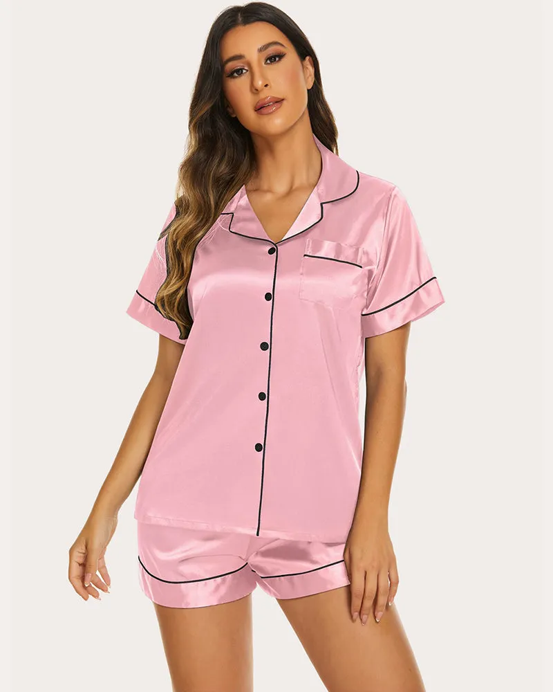 Ekouaer Silk Short Sleeve Pajamas 2 Piece Set (US Only)