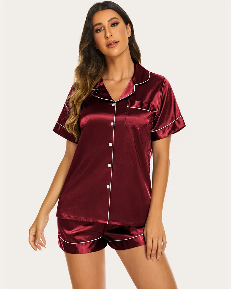 Ekouaer Silk Short Sleeve Pajamas 2 Piece Set (US Only)