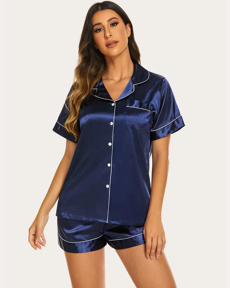 Ekouaer Silk Short Sleeve Pajamas 2 Piece Set (US Only)