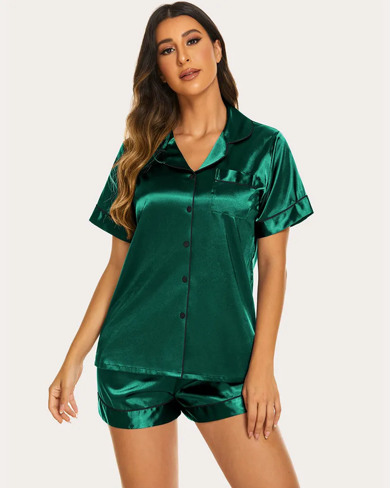 Ekouaer Silk Short Sleeve Pajamas 2 Piece Set (US Only)