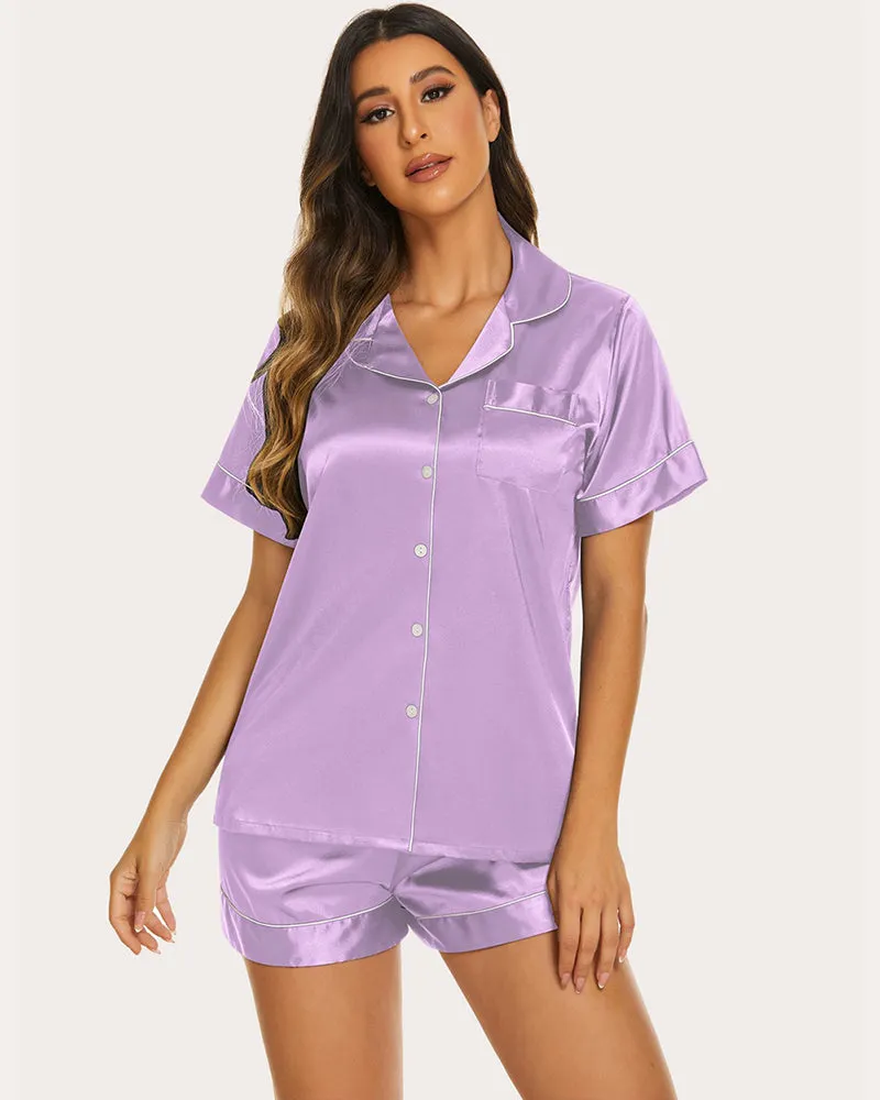 Ekouaer Silk Short Sleeve Pajamas 2 Piece Set (US Only)