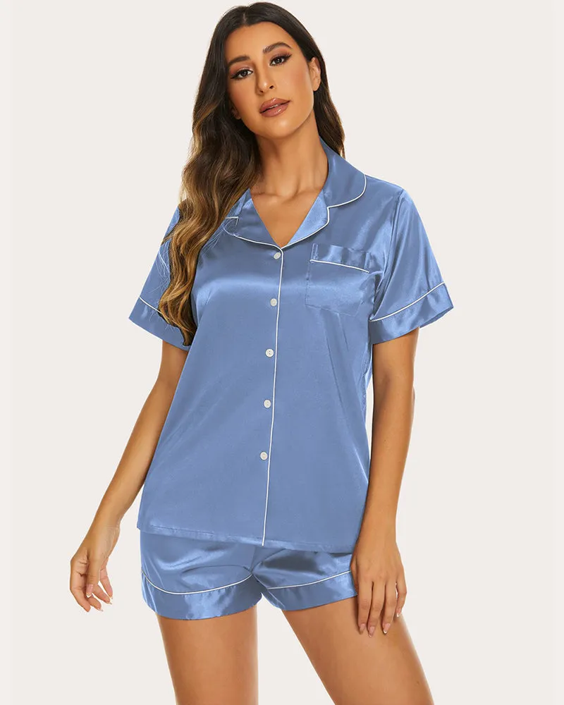Ekouaer Silk Short Sleeve Pajamas 2 Piece Set (US Only)