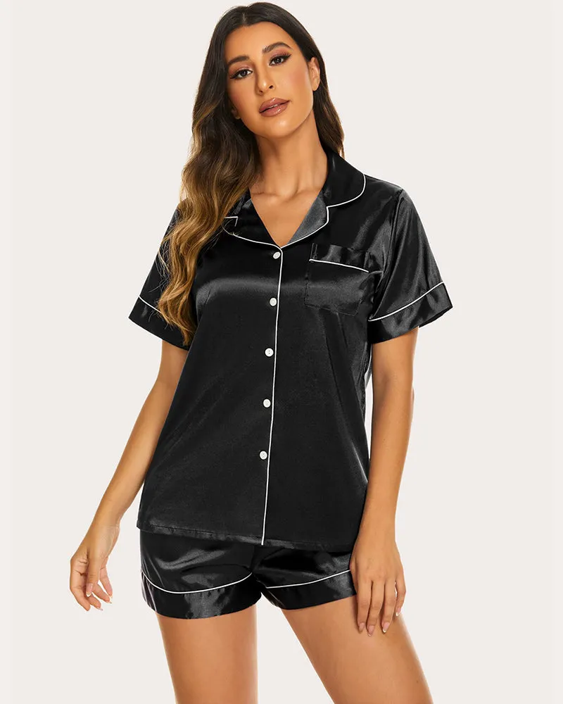 Ekouaer Silk Short Sleeve Pajamas 2 Piece Set (US Only)