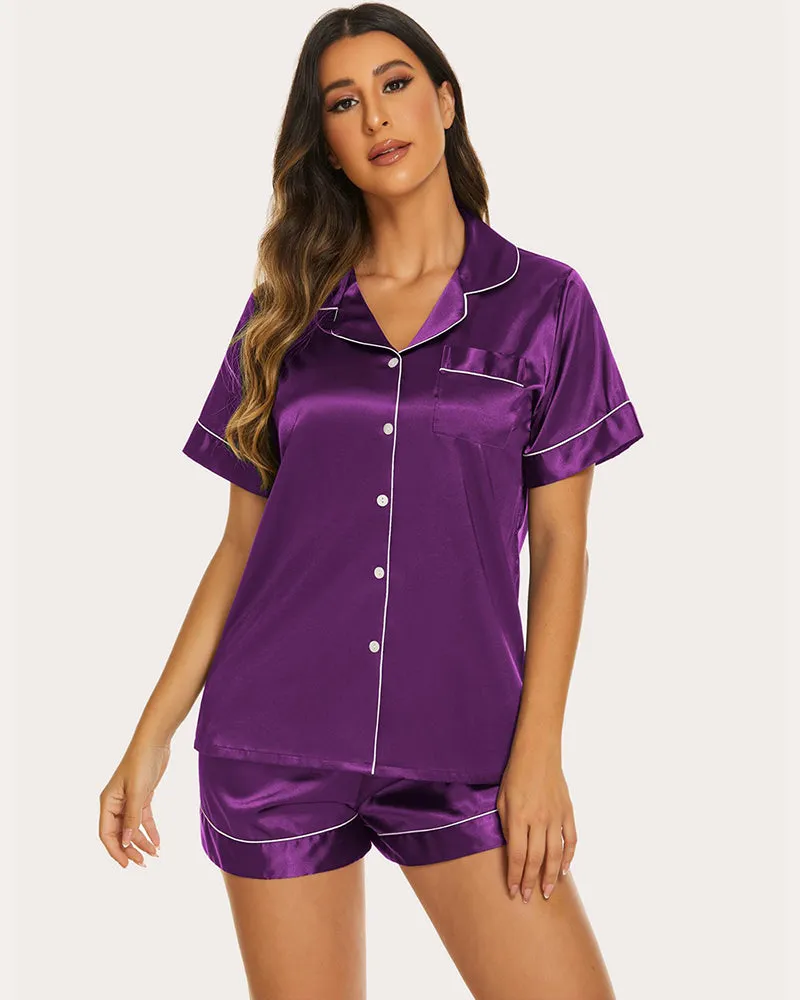 Ekouaer Silk Short Sleeve Pajamas 2 Piece Set (US Only)