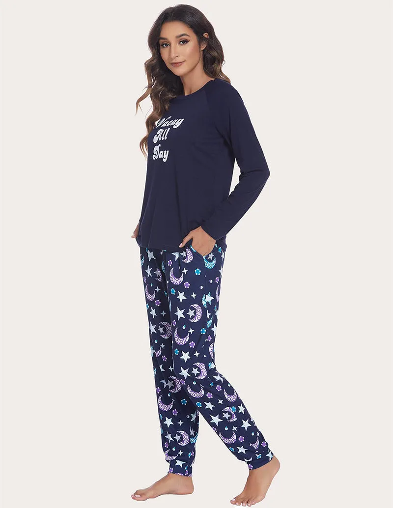 Ekouaer Tops and Long Pants Lounge Set (US Only)