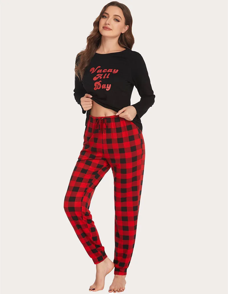 Ekouaer Tops and Long Pants Lounge Set (US Only)