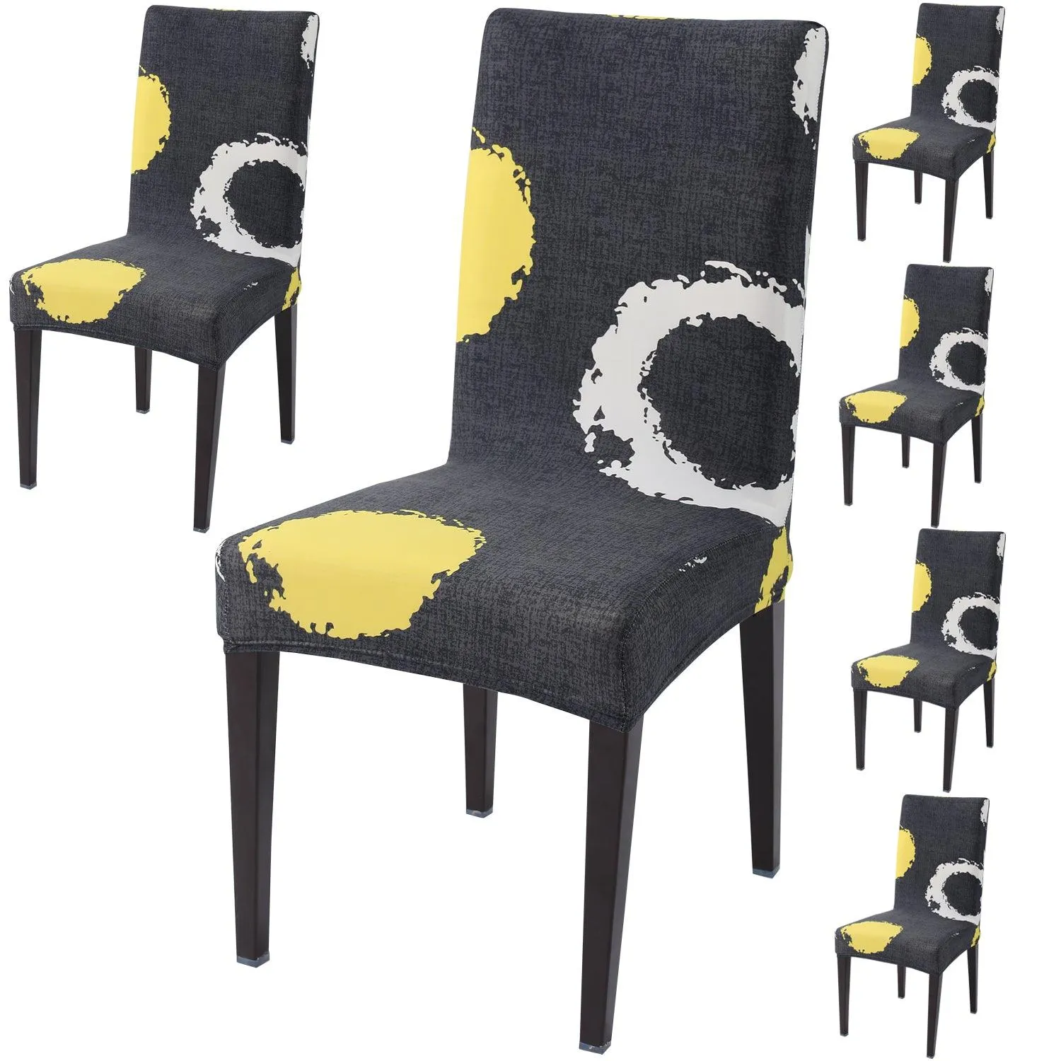 Elastic Stretchable Dining Chair Cover, Charcoal Ring
