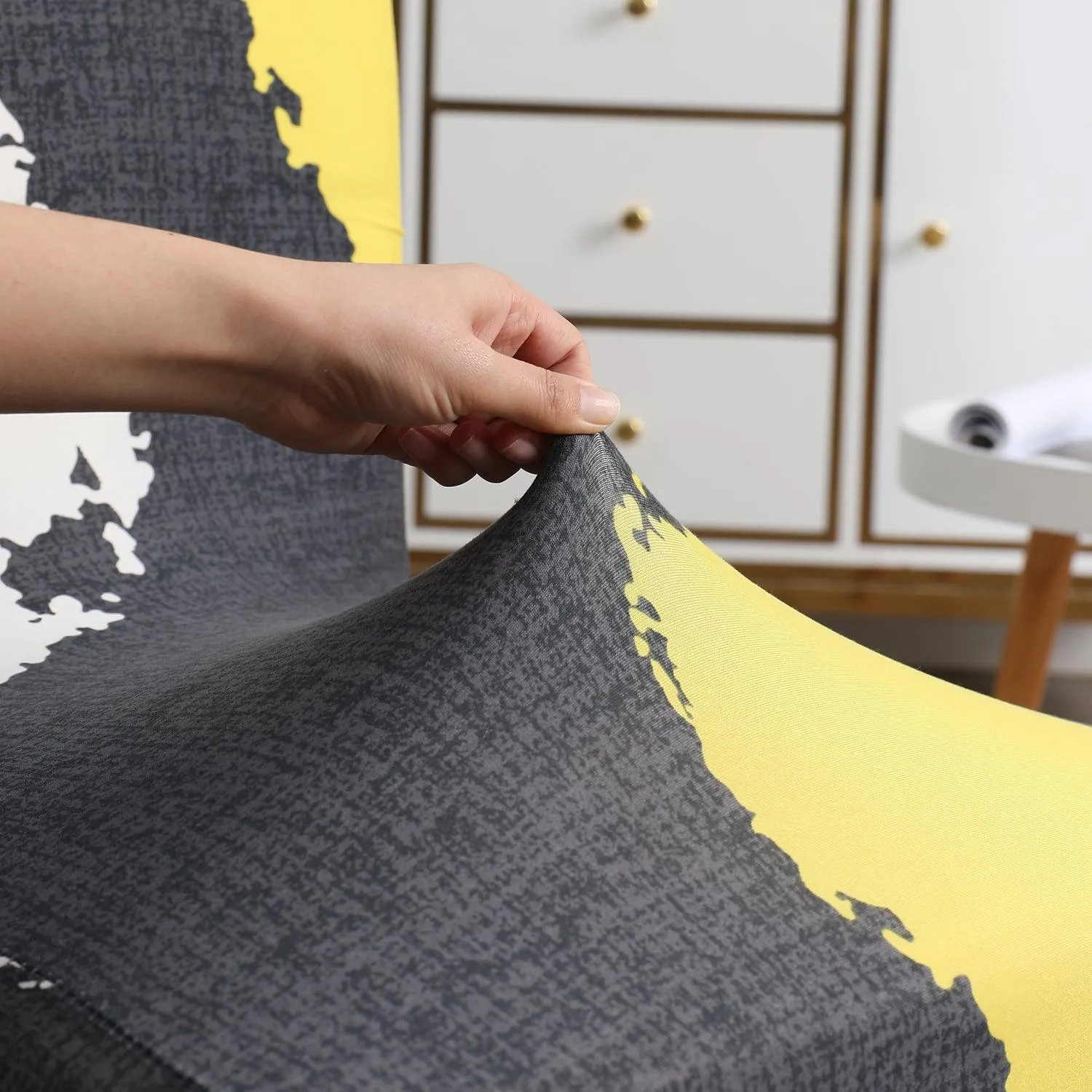 Elastic Stretchable Dining Chair Cover, Charcoal Ring