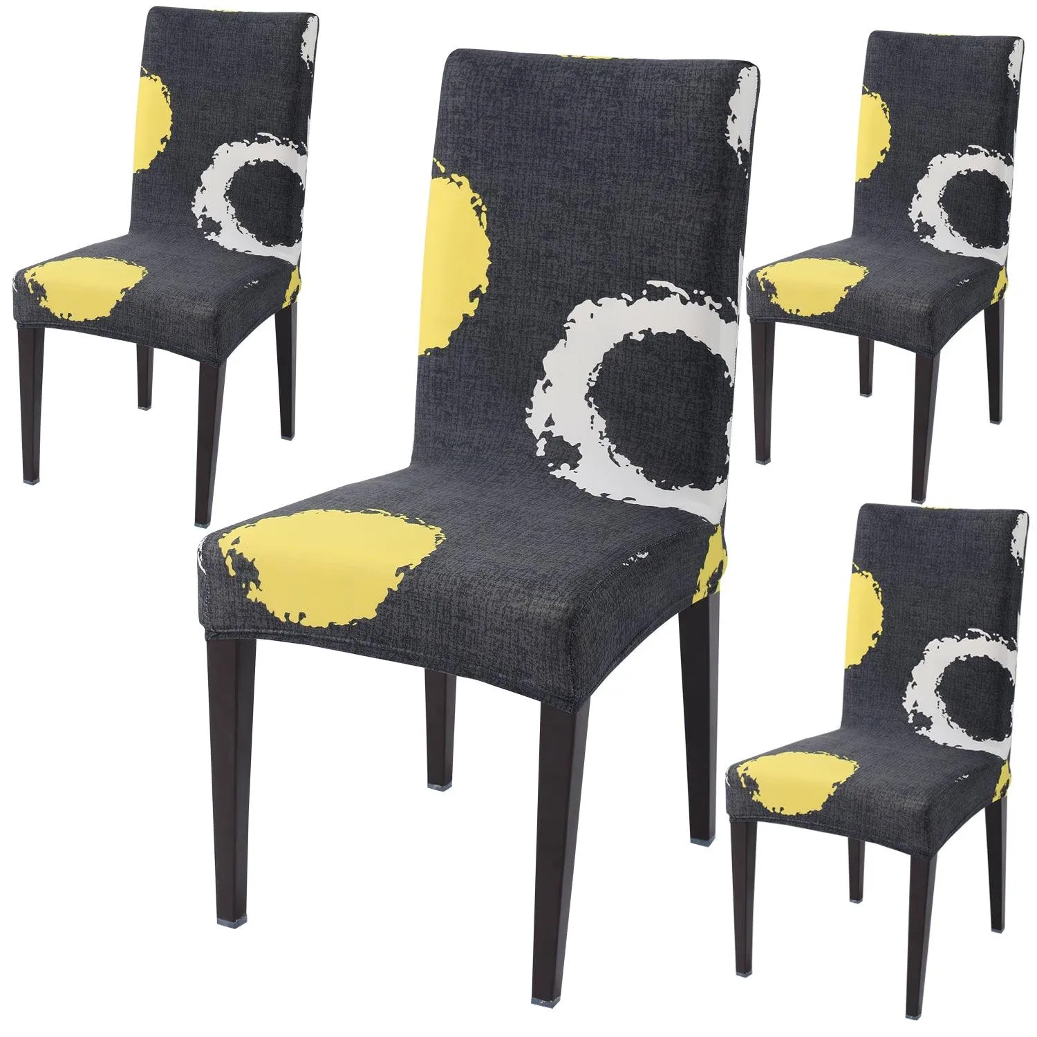 Elastic Stretchable Dining Chair Cover, Charcoal Ring