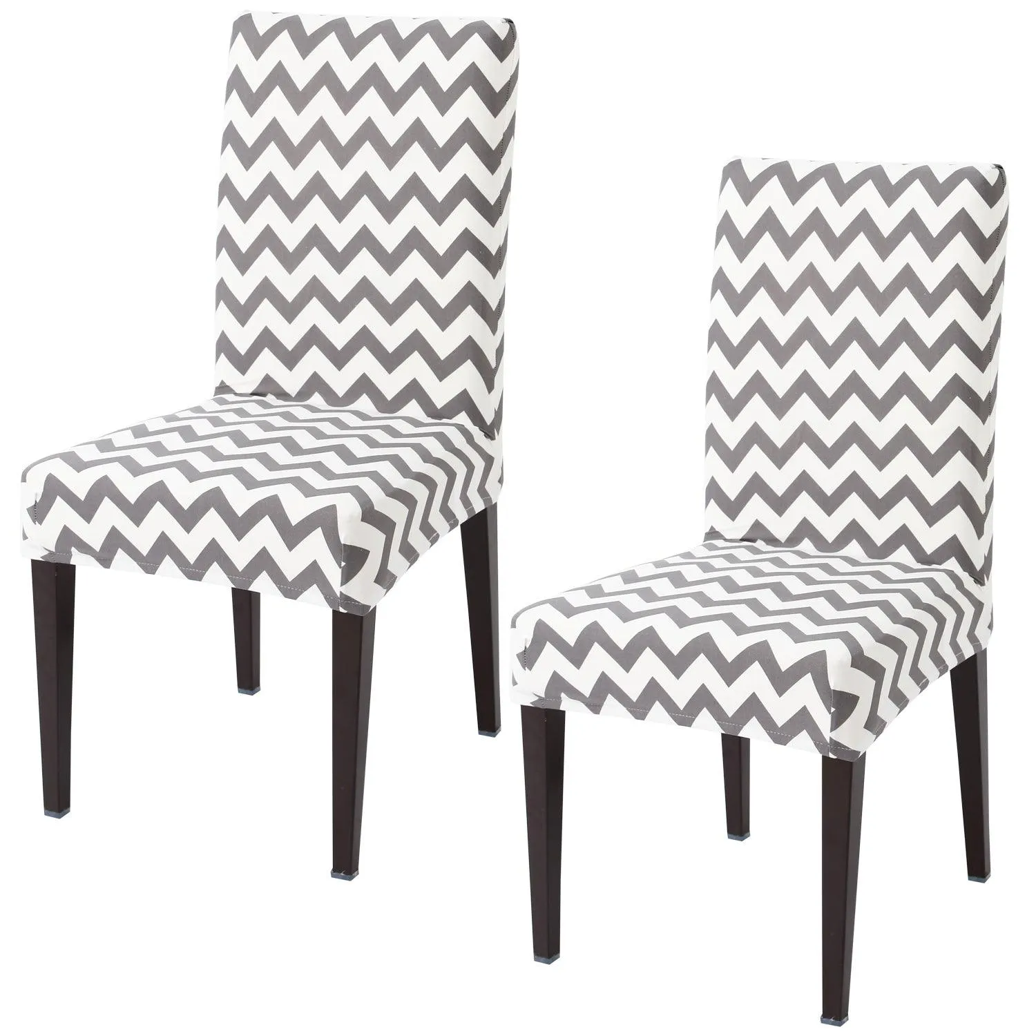 Elastic Stretchable Dining Chair Cover, Chevron Grey