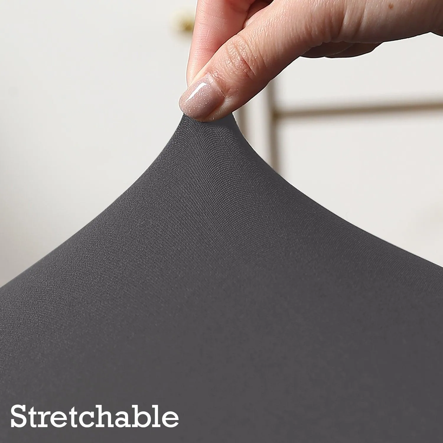 Elastic Stretchable Dining Chair Cover with Frill, Fossil Grey