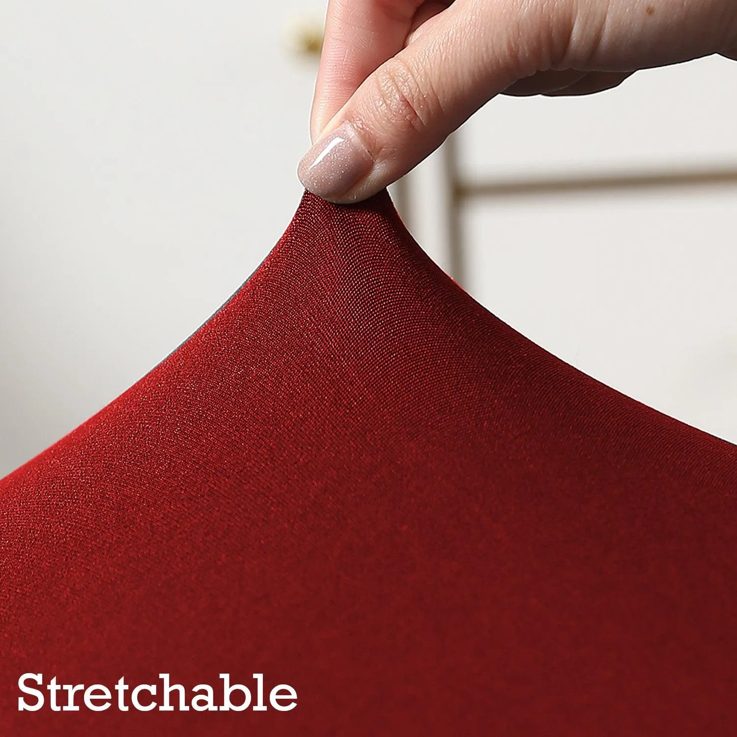Elastic Stretchable Dining Chair Cover with Frill, Scarlet Red