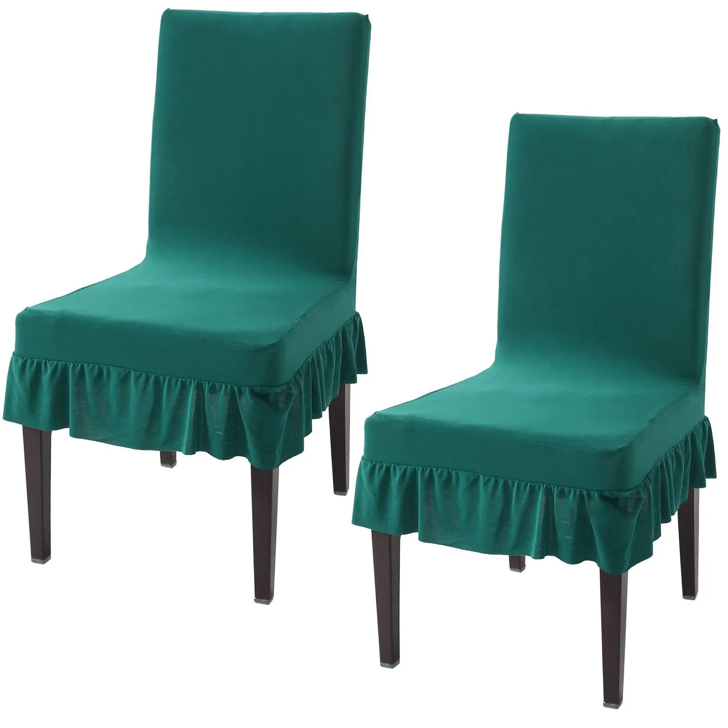 Elastic Stretchable Dining Chair Cover with Frill, Teal