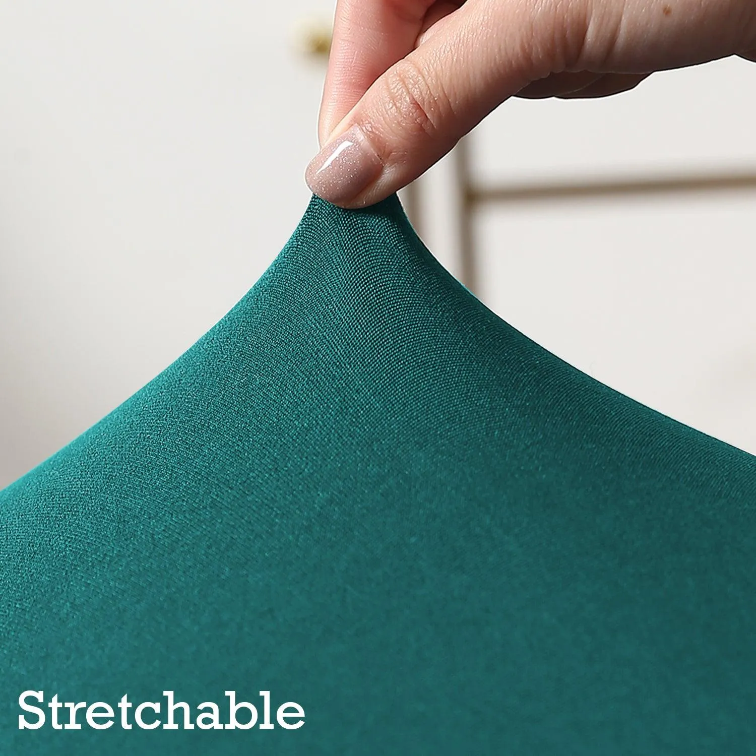 Elastic Stretchable Dining Chair Cover with Frill, Teal