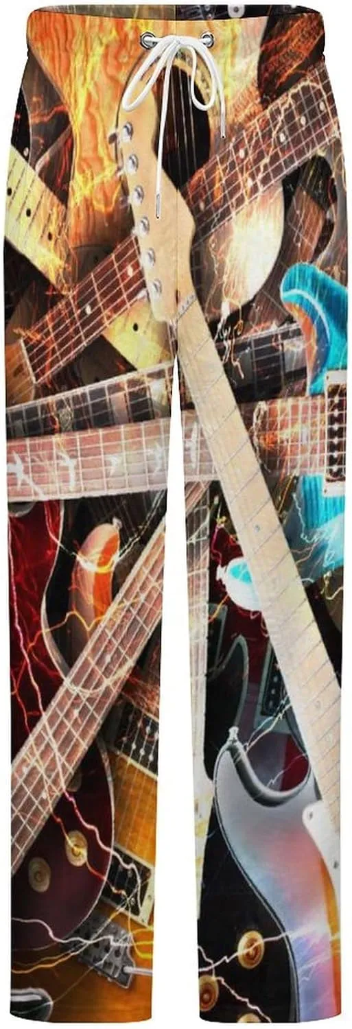 Electric Guitar Flashes Women's Flannel Pajama Pants Fleece Lounge Sleep Bottoms PJ