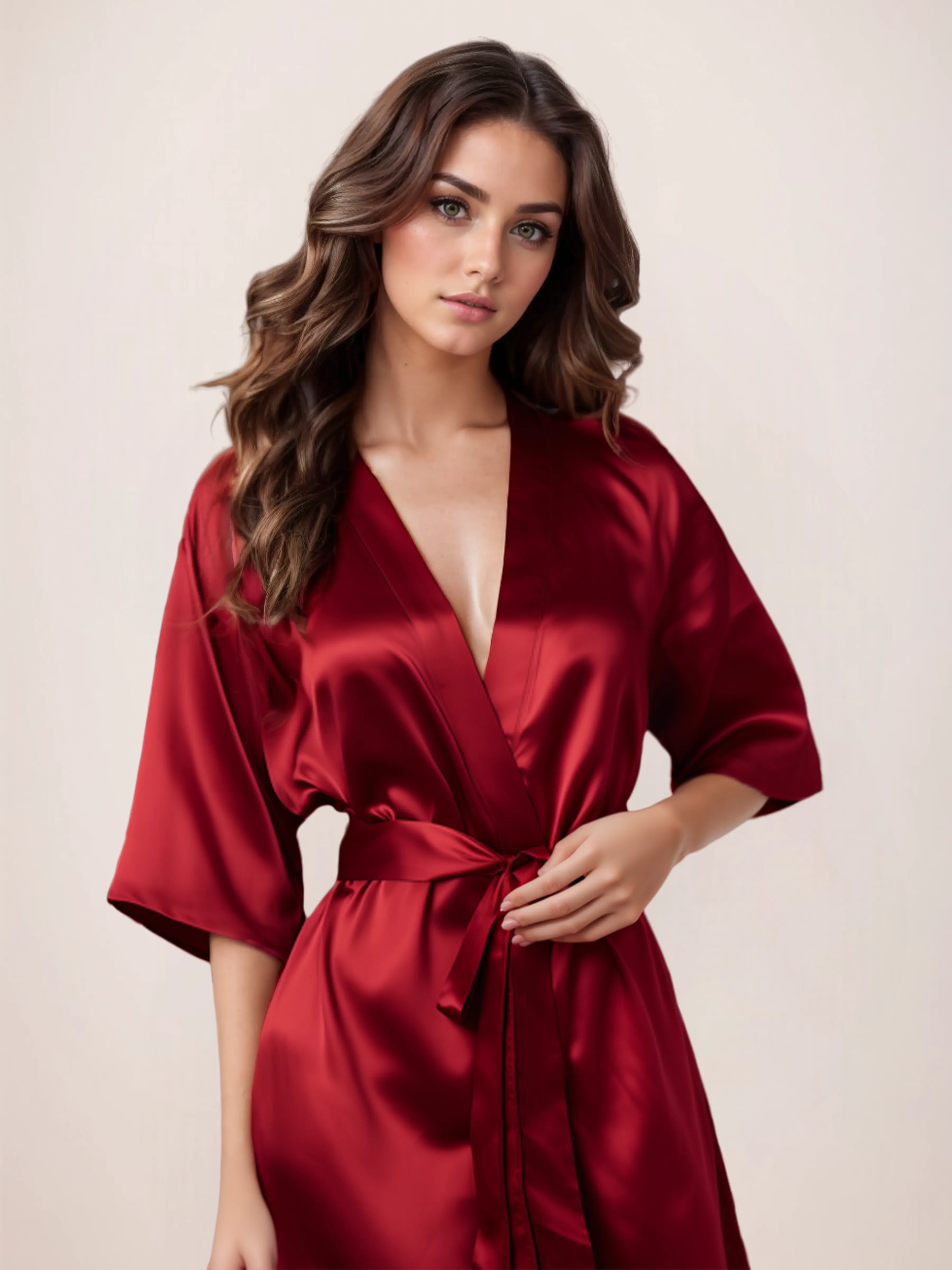 Elegant Sleeves Satin Morning Robes For Bride