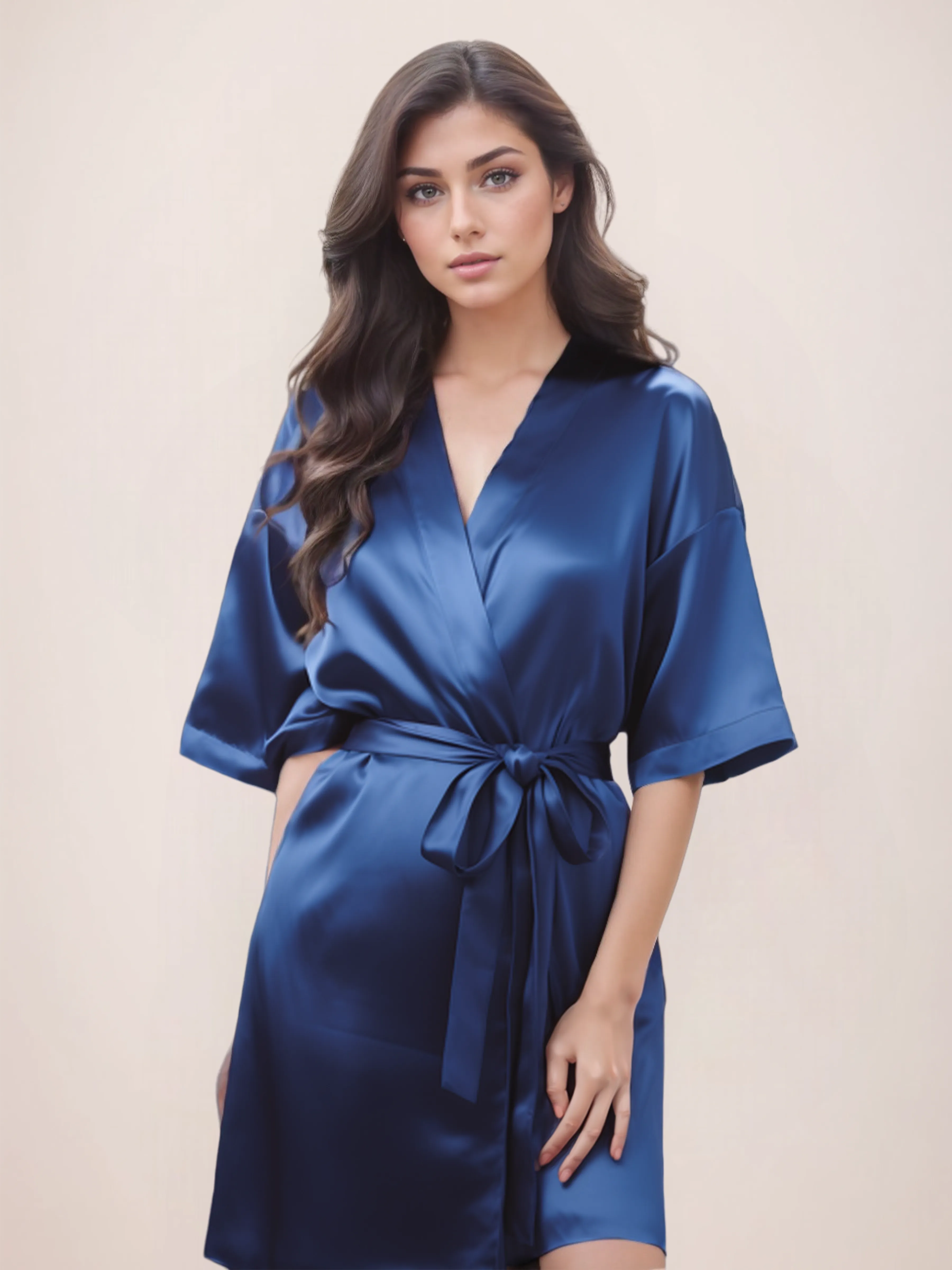 Elegant Sleeves Satin Morning Robes For Bride