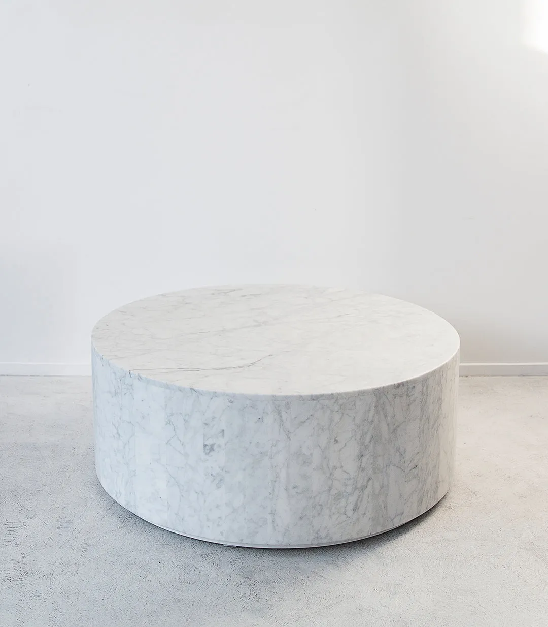 Elle Round Block Marble Coffee Table / White