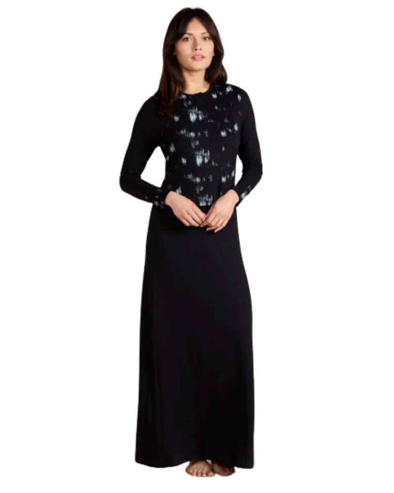 Ellwi Brush Stroke Black Cotton Nursing Nightgown