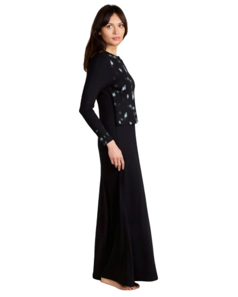 Ellwi Brush Stroke Black Cotton Nursing Nightgown