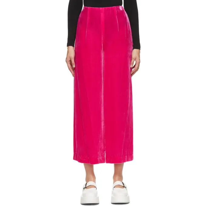 Enfold Pink Velvet Wide Leg Lounge Pants