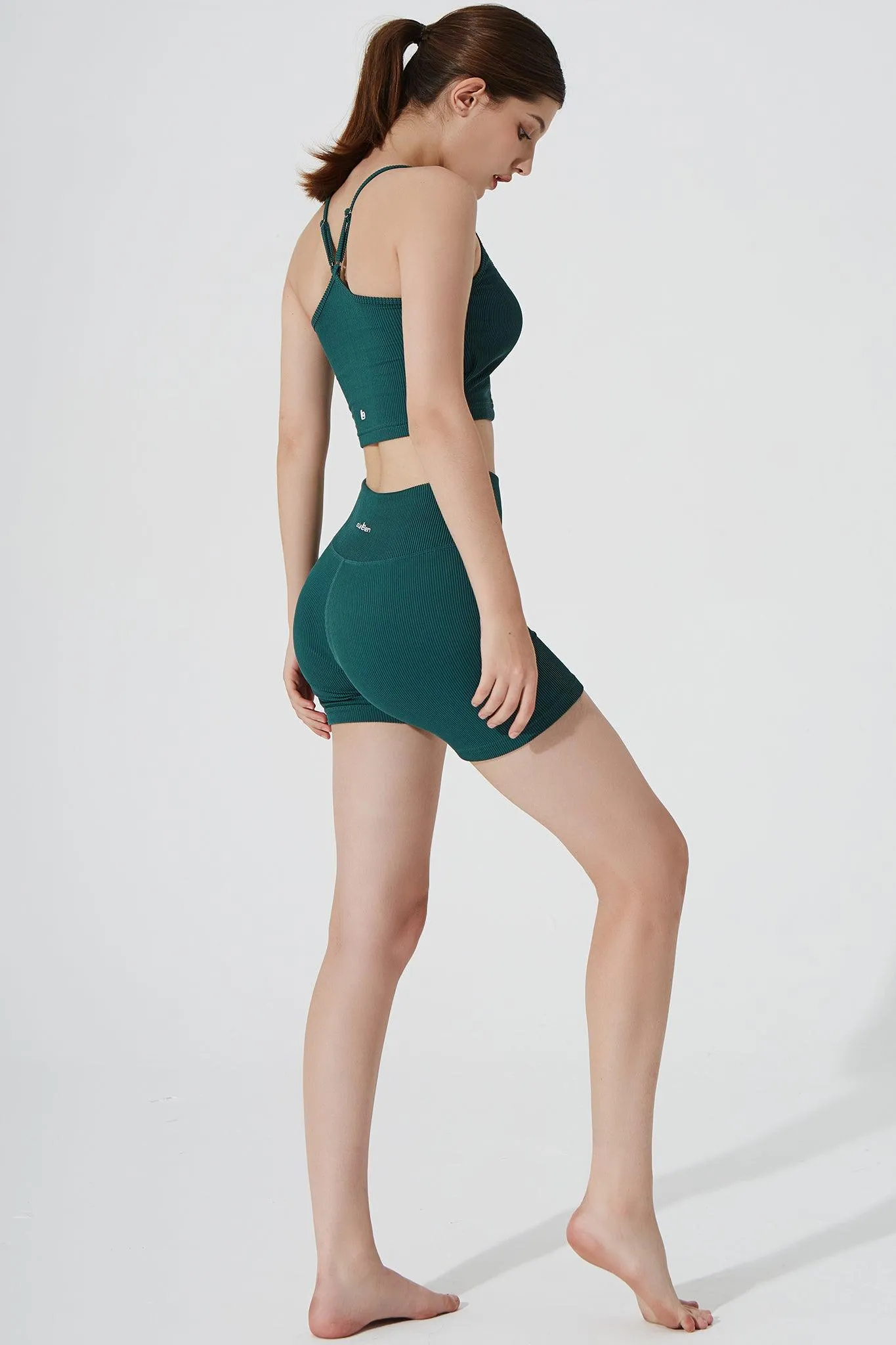 Esmeray High Waist Ribbed Short - Botanic