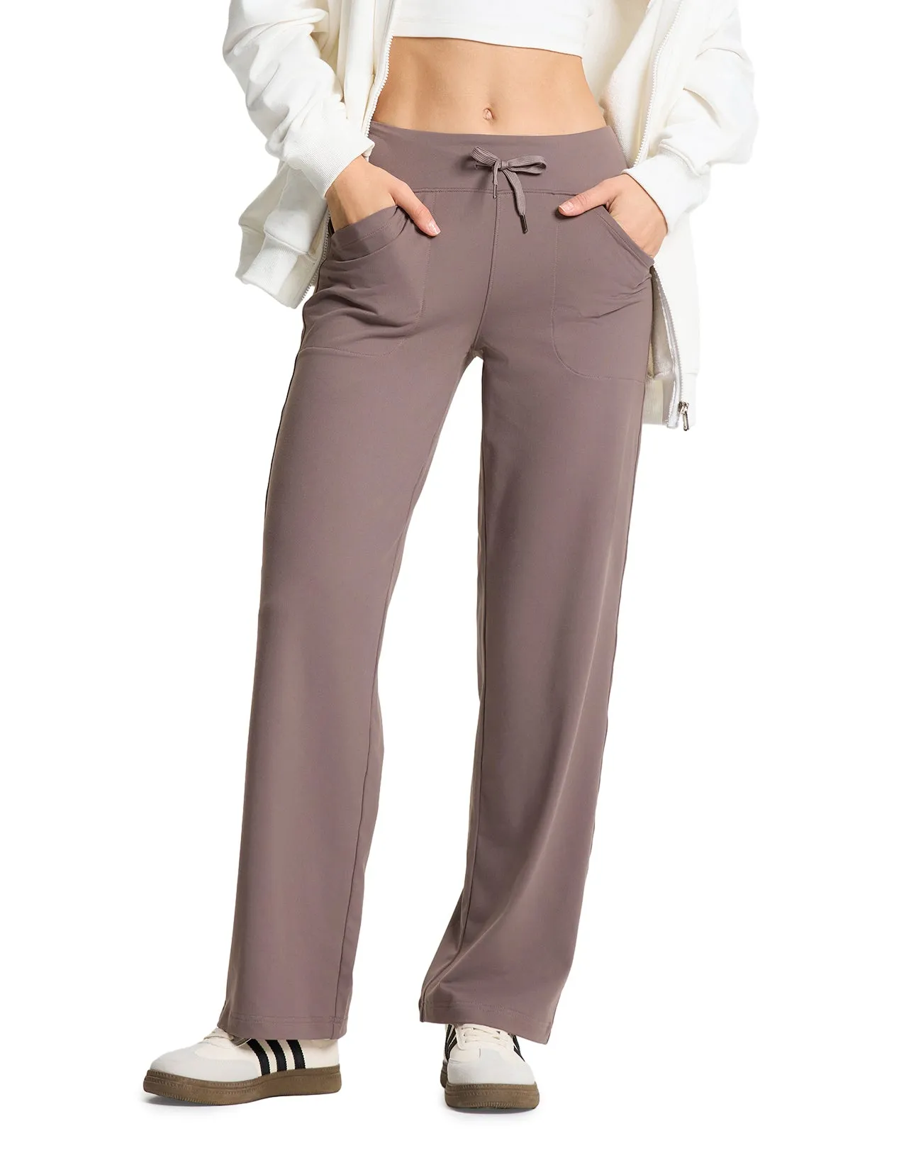 Essential Wide Leg Yoga Pants (Taupe)
